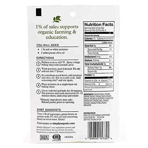 Simply Organic Vegetable Seasoning Mix Garlic & Herb (12 Pack)
